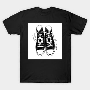 Sneakers with magen david laces llustration T-Shirt